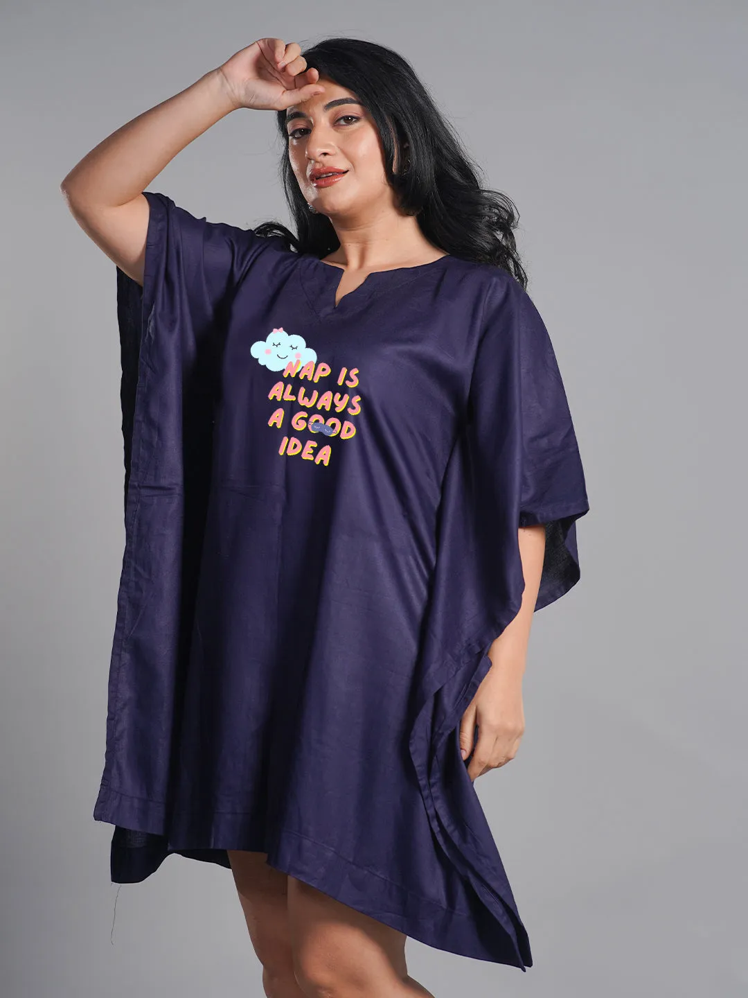 Navy Kaftan Nightdress - NapQueen