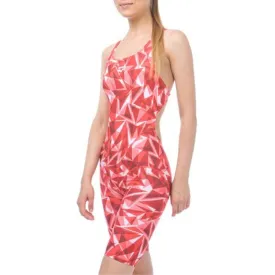 WOMEN'S SHATTERED GLASS FULL BODY SWIMSUIT - FLUO RED
